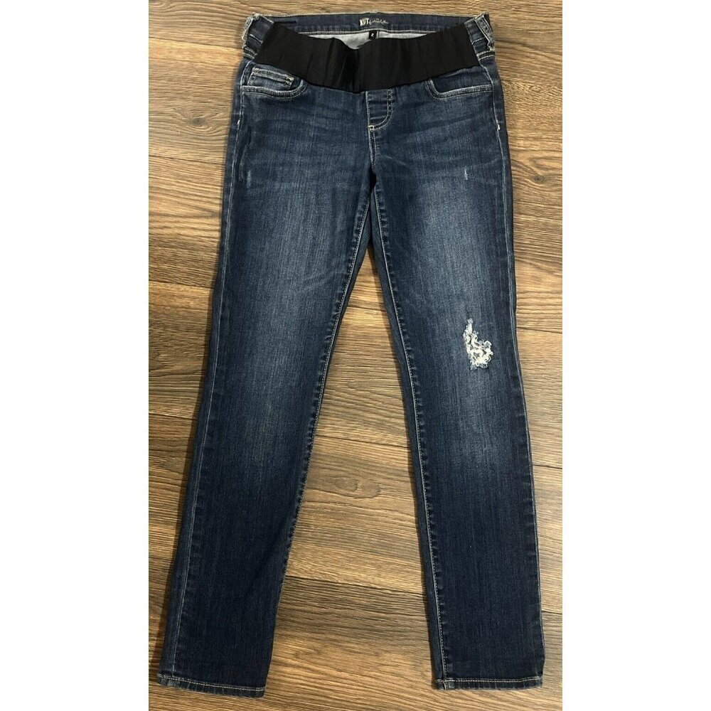 Kut From The Kloth Maternity Jeans Size 2 Skinny Dark Wash Blue Denim distressed